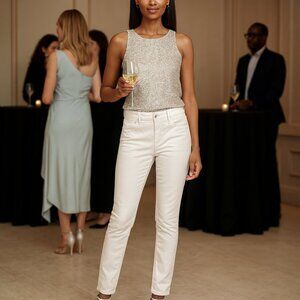 ANNE TAYLOR Women's Jeans 10 White Skinny Mondern Fit Ankle